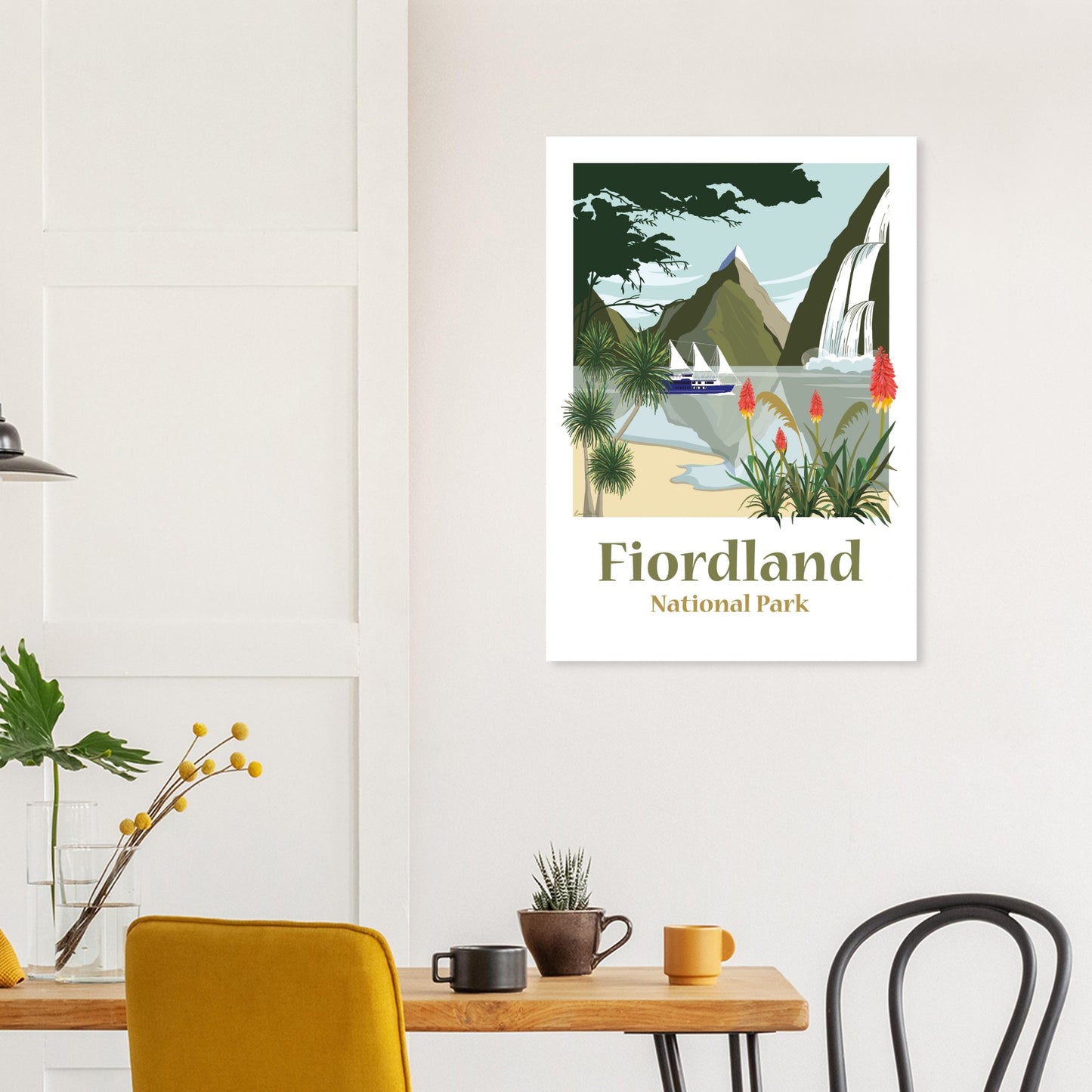 A1 Travel Poster of Milford Sound, Doubtful Sound and Fiordland